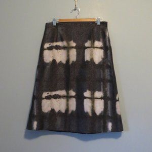 Lafayette 148 Yvette Abstract Plaid Print A-Line Skirt Sz 10 Metallic